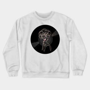 Vinyl - Rose woman floral design minimalist line art Crewneck Sweatshirt